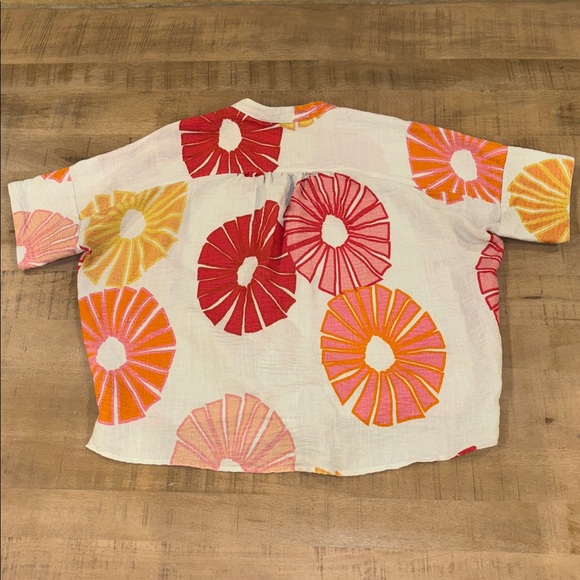 Crosby by Mollie Burch Floral Tie-Front Top Blouse Large - Picture 6 of 7